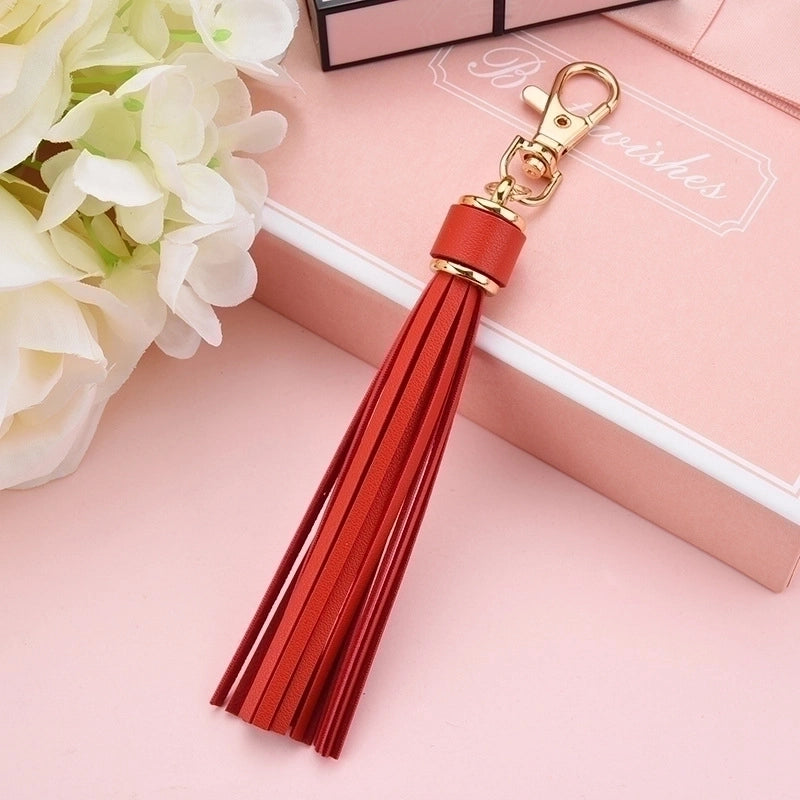 5 Pieces Fashion Tassel Pu Leather Women’S Keychain