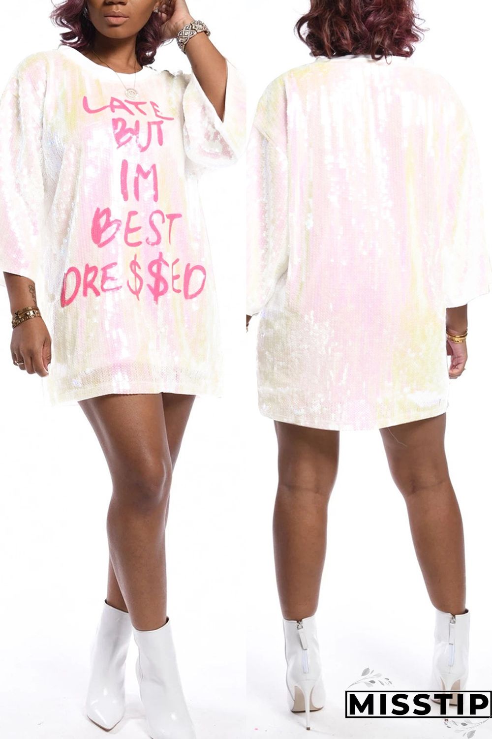 Blue Casual Sexy Letter Offset Hip Dress