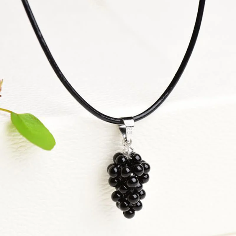 Natural Garnet Red Agate Black Onyx Protection Necklace Pendant