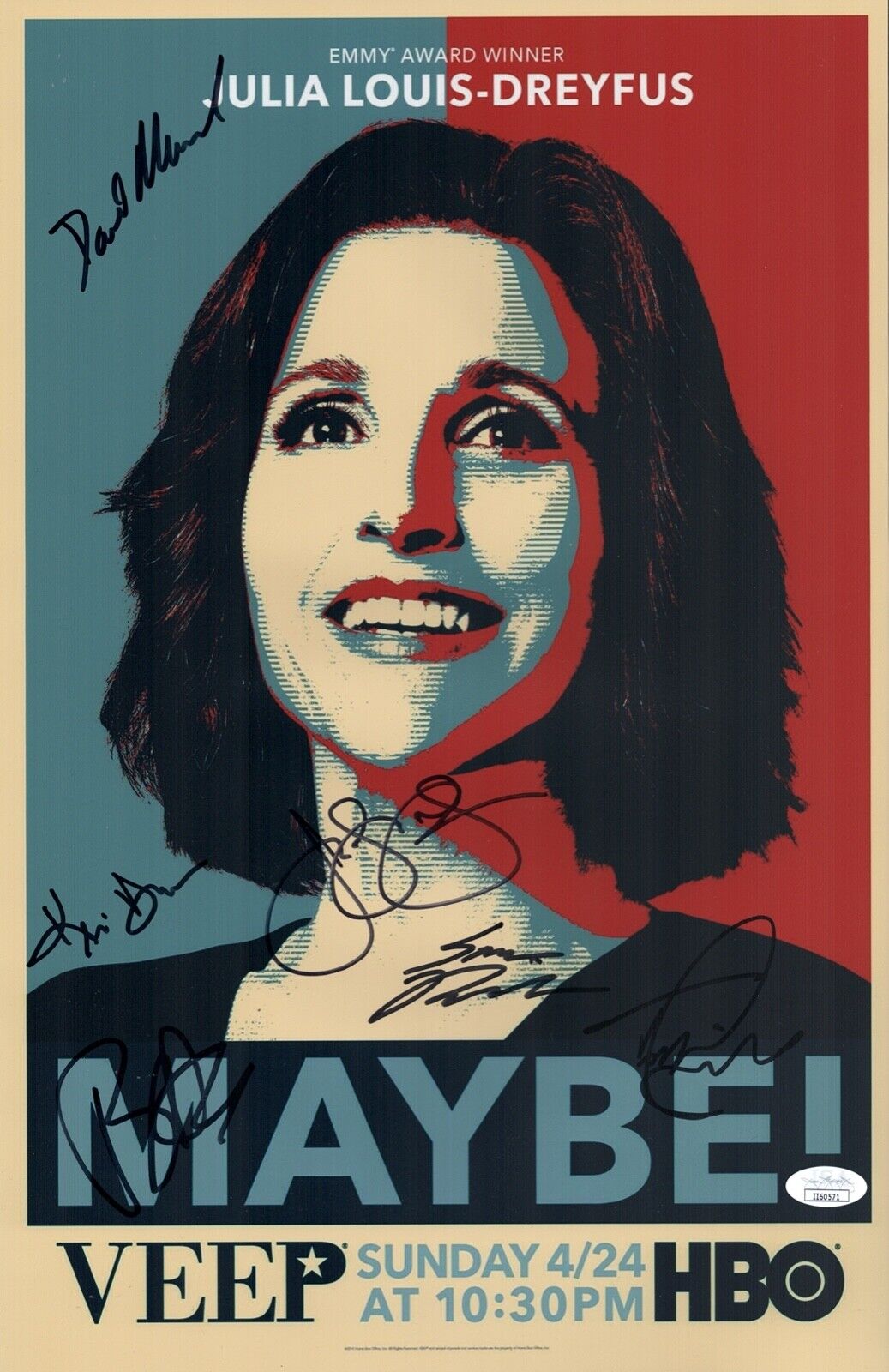 Julia Louis-Dreyfus VEEP CAST X6 Signed 11X17 Photo Poster painting Autograph JSA COA Cert