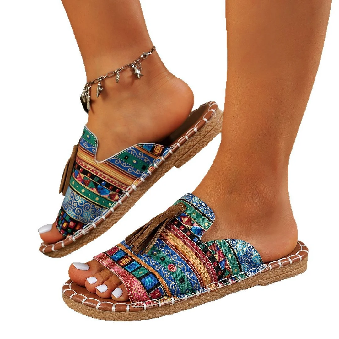 Yyvonne Bohemian Beach Women's Shoes In The Summer Of 2025 43-Yard Wish Large-Size Flat-Bottomed Slippers For Women