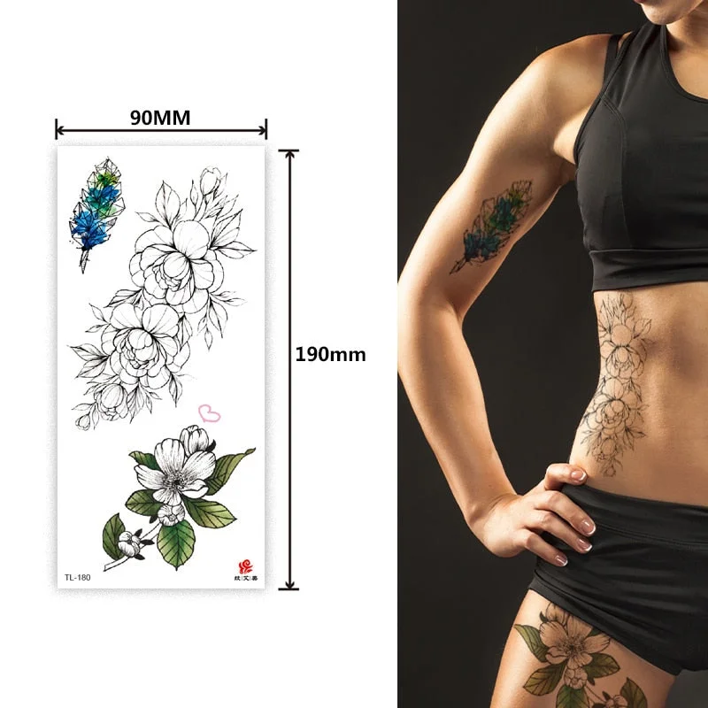 Flower animal totem romantic beautiful bird fragrance waterproof lasting men and women personality temporary tattoo stickers
