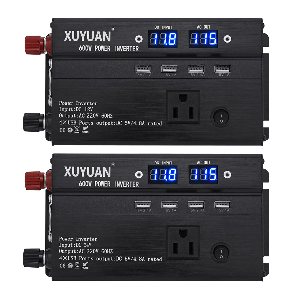 

600W Car Inverter DC 12V 24V to 220V AC Power Inverter with 4 USB Ports, 24v 600w 220v, 501 Original