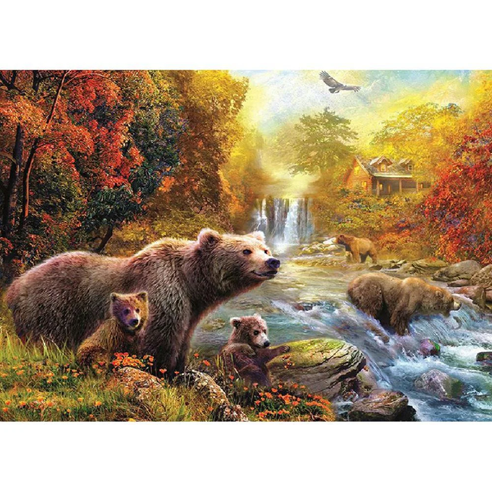 Full Round Diamond Painting - Playing Bears(30*40cm)