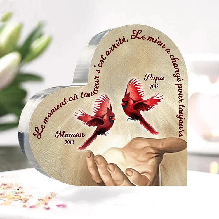 Plaque Acrylique Commémorative en Forme de Coeur Plaque Funéraire 2 Prénoms Personnalisés avec 2 Années Jessemade FR