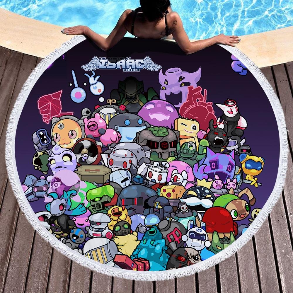 The Binding of Isaac Beach Towel Round Tassel Carpet Picnic Blanket Outdoor Home Use
