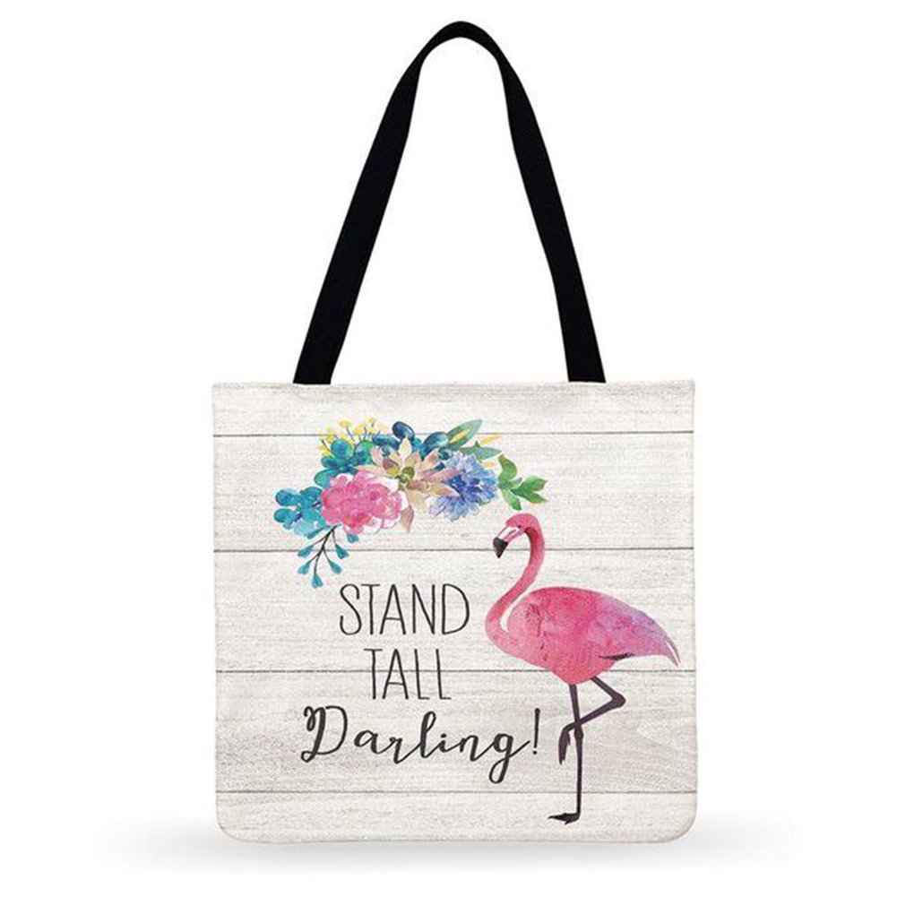 Linen Tote Bag - Flamingo
