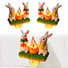 Resin Bunny Campfire Flickering Night Light Plug Into Wall Easter Decoration(US)
