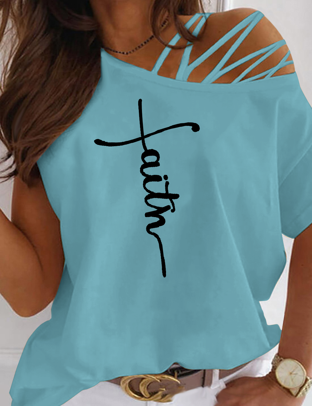 Faith Cold Shoulder Cutout Tee