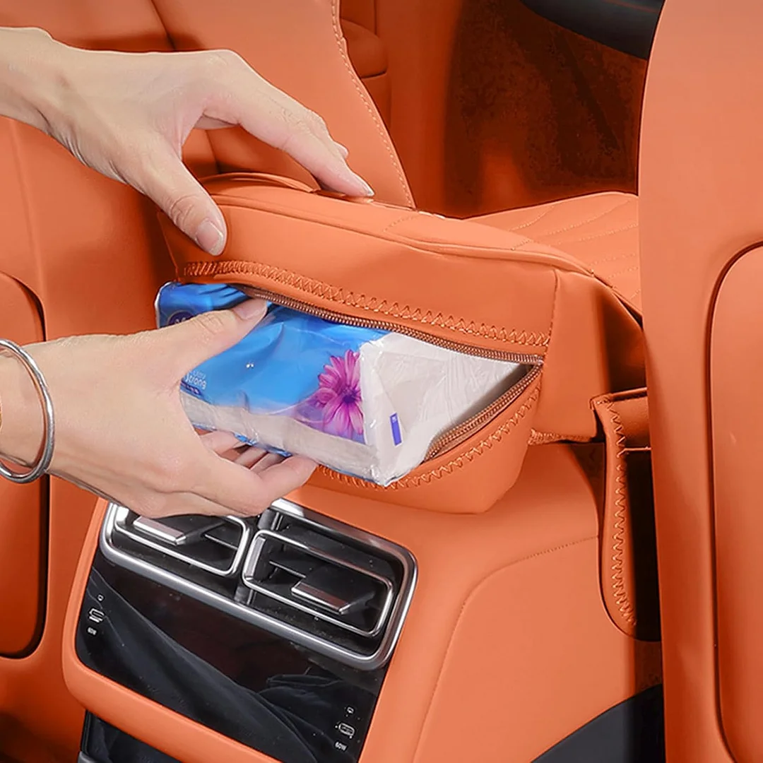 Memory Foam Car Armrest,Vehicle Armrest Box,Car Armrest Storage Cover,Arm Rest Cushion Booster Pad Center Console Cover (Orange)