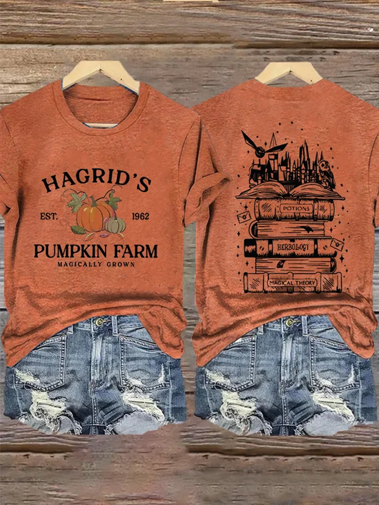 Women's Hagrid’s Pumpkin Patch Print Casual T-Shirt