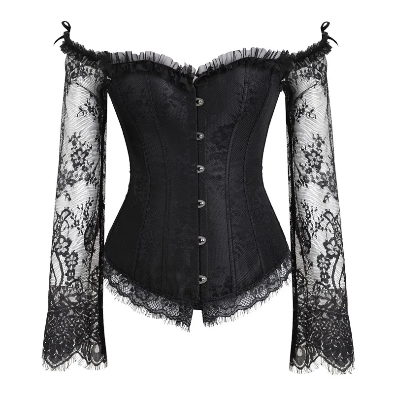 Lace Tops Women Gothic Long Sleeve Corsets Novameme