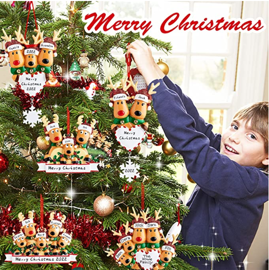 Christmas Tree Pendant Decorations, Christmas Elk Decorations, Christmas Tree Decorations DIY Names, Elk Resin Christmas Decorations