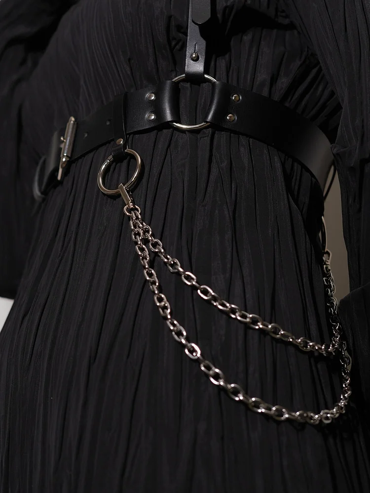 pornhint Pornhint Plus Size Black Leather Chain Harness: Handmade Body Belt leather body harnesses for women