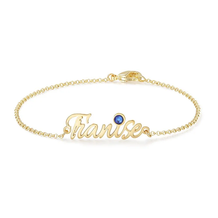 Personalized Name Bracelets Custom with Birthstone Gift For Her