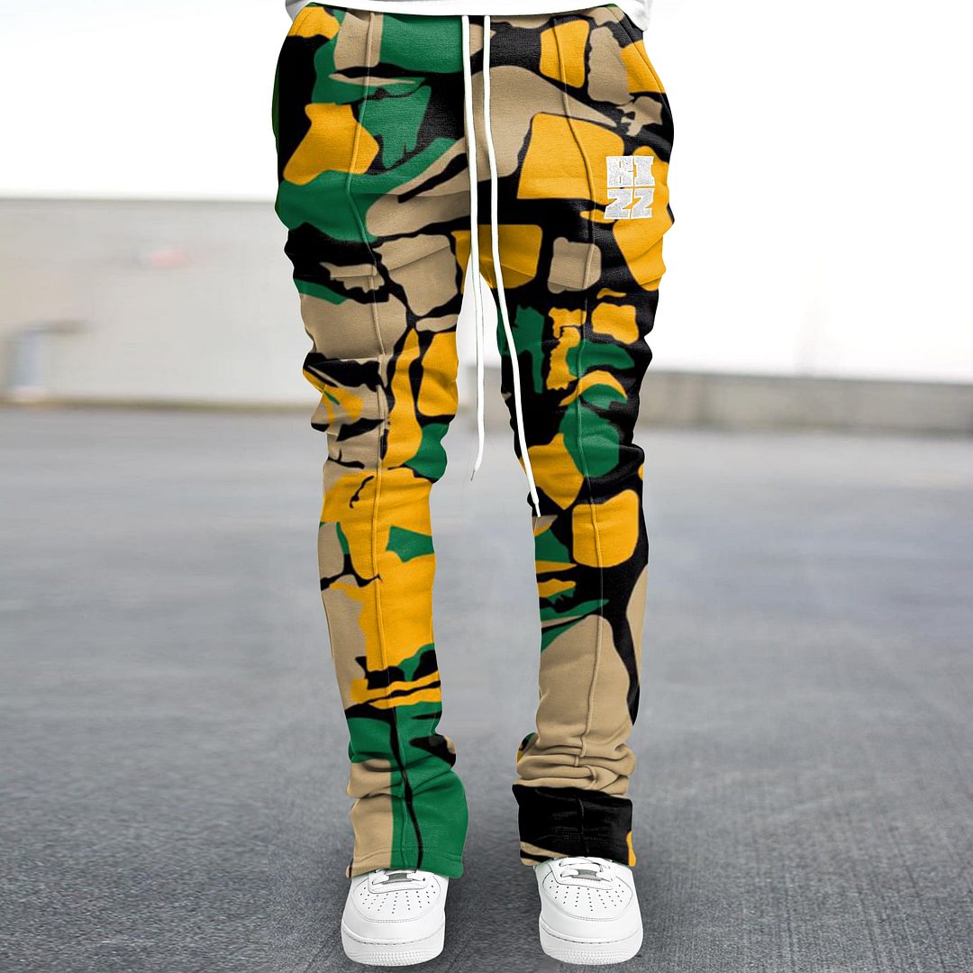 Contrasting fashion print street slim-fit trousers