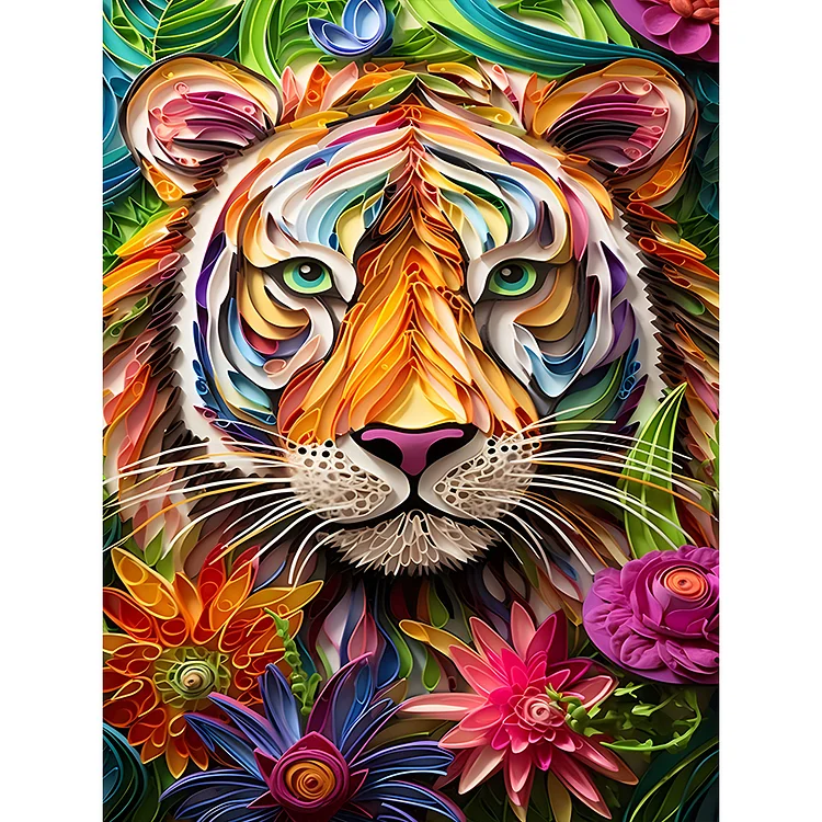 Paper Art Tiger 30*40CM (Canvas) Full Round Drill Diamond Painting gbfke