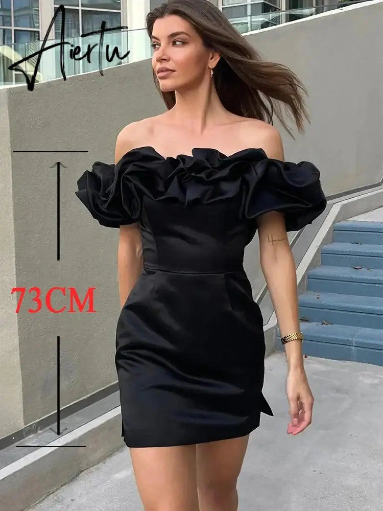 Summer White Ruffle Bodycon Party Dress Dress Elegant Off The Shoulder Wedding Guest Dress Mini Celebrity Even Dress Aiertu