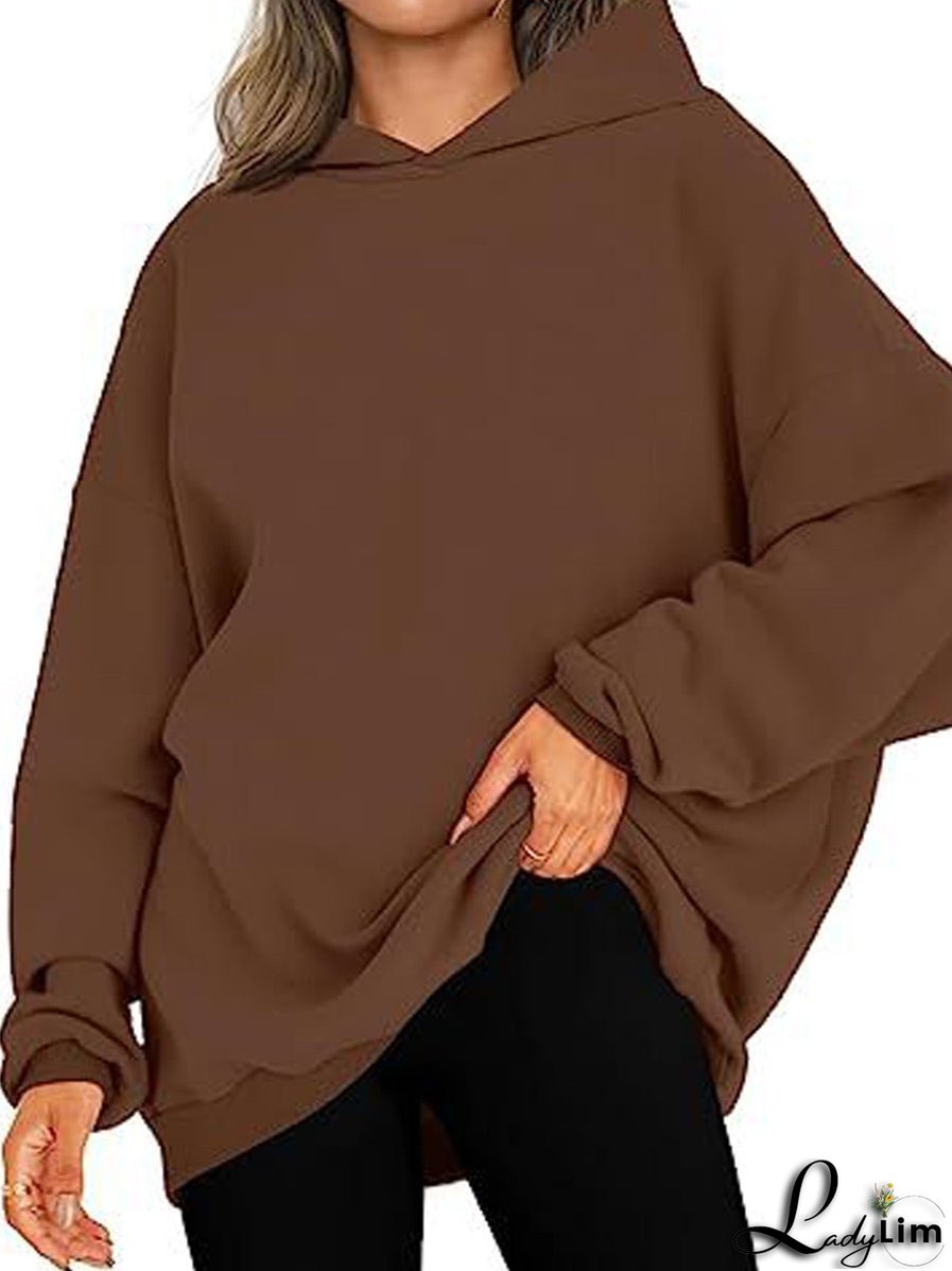 Oversized Fleece Pullover Casual Fashion Outfits Hoodie