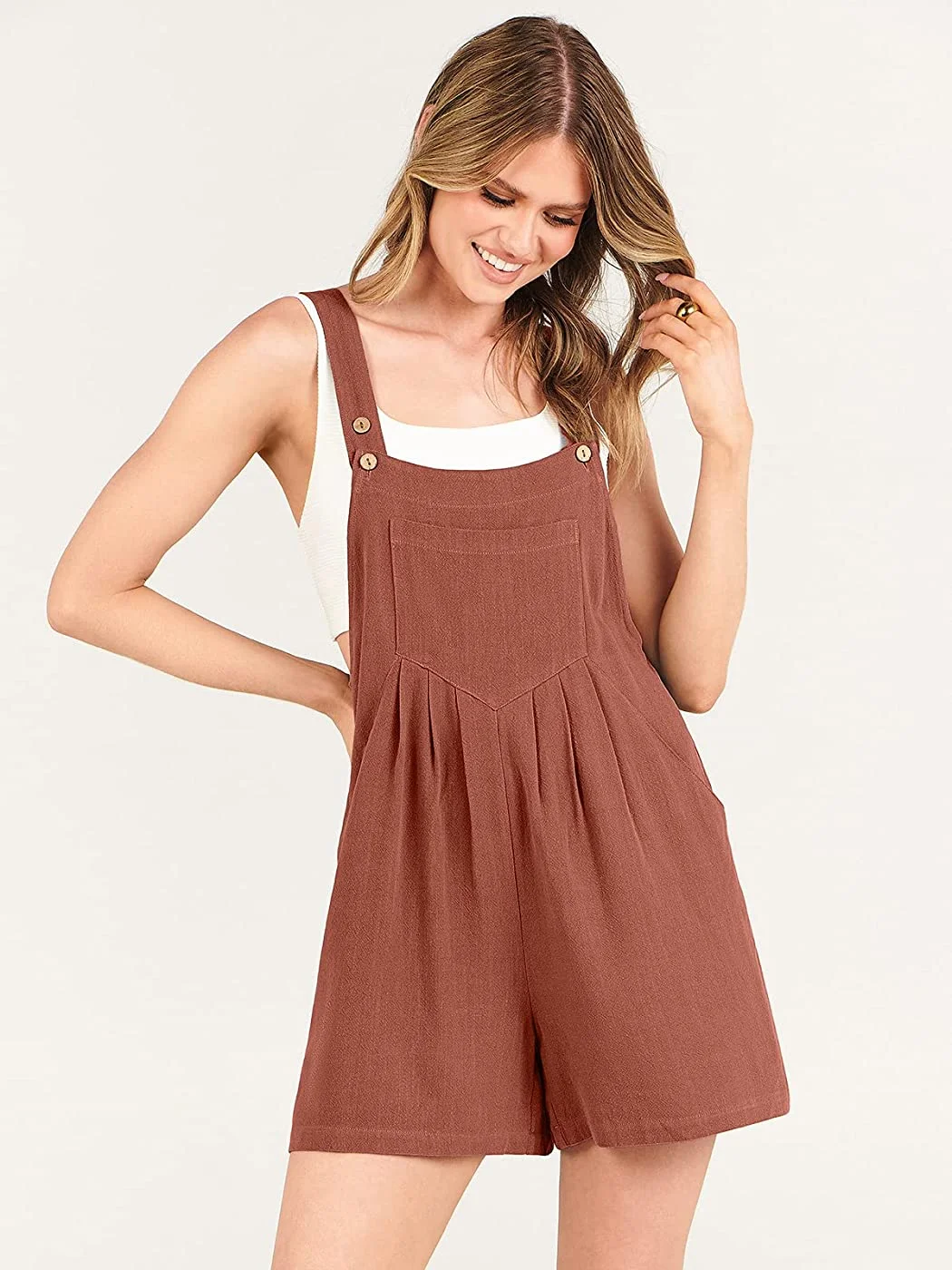 Adjustable Wide Leg Pocket Short Overalls Romper (Buy 2 Free Shipping)
