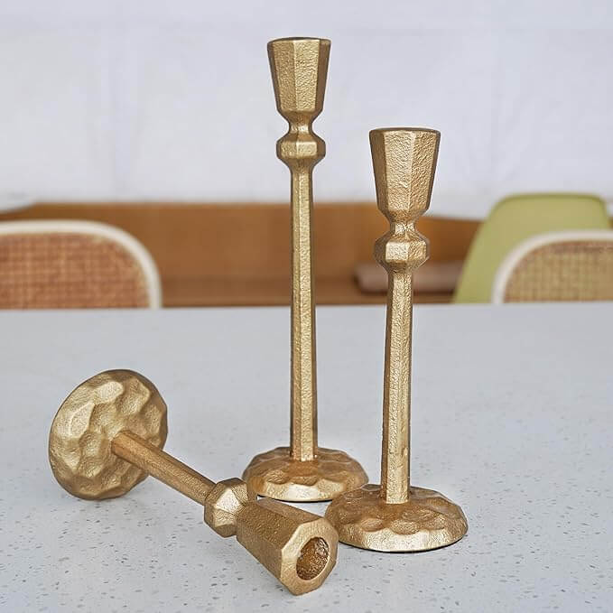 Antique Brass Candlestick Set (3 PCS)