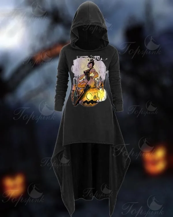 Halloween Literary Retro Hooded Dress