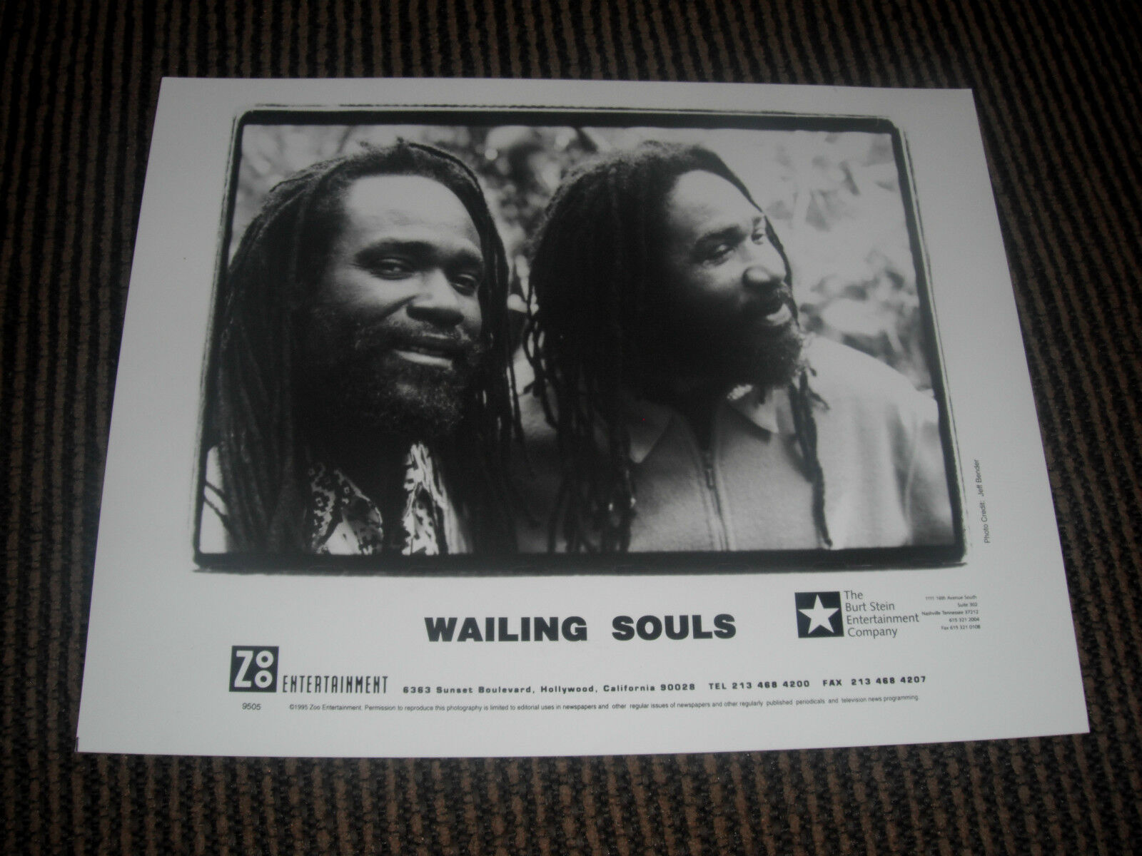 Wailing Souls Jamaica Reggae Headshot 8x10 B&W Publicity Photo Poster painting 1995 Pipe Bread