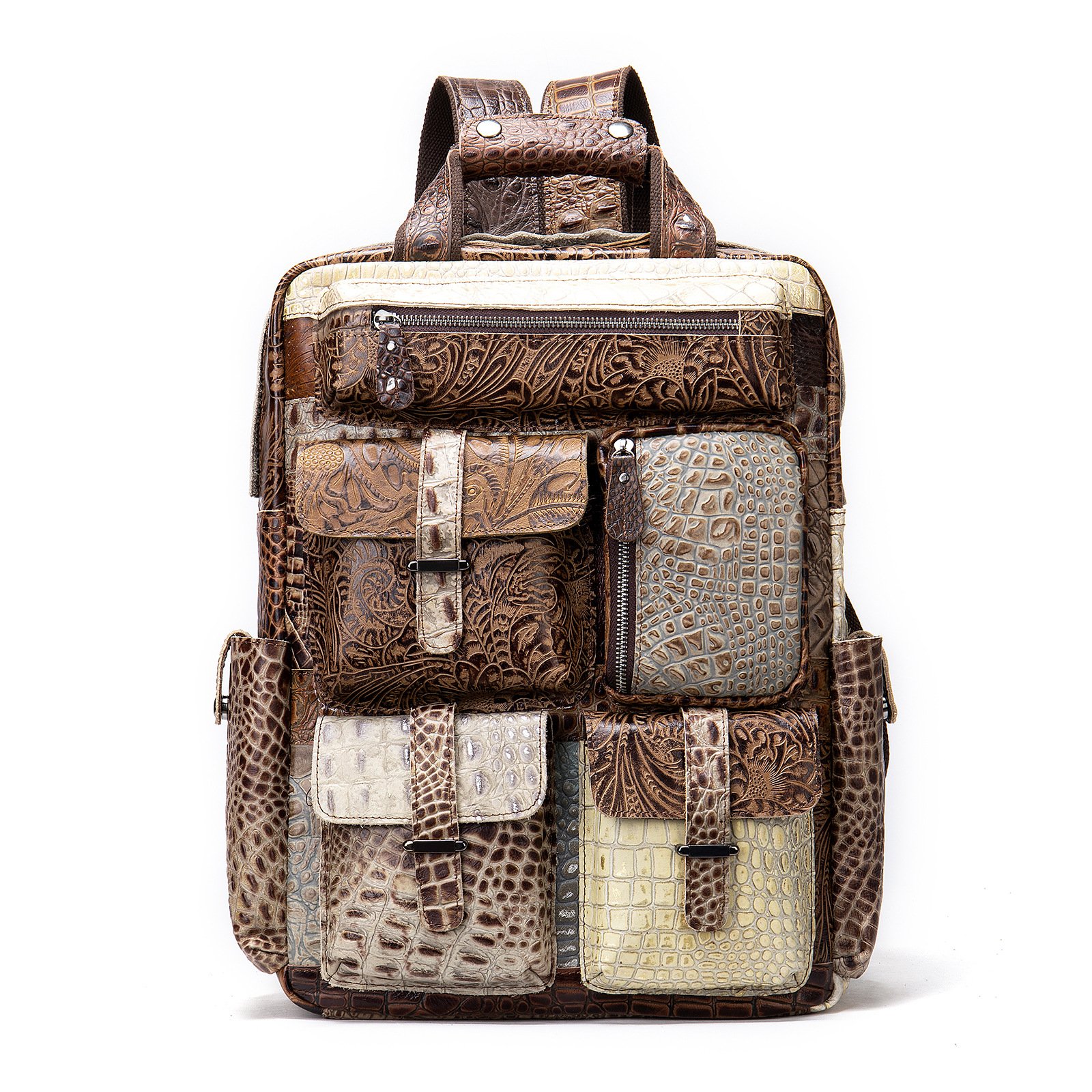 Crazy horse leather tactical business backpack