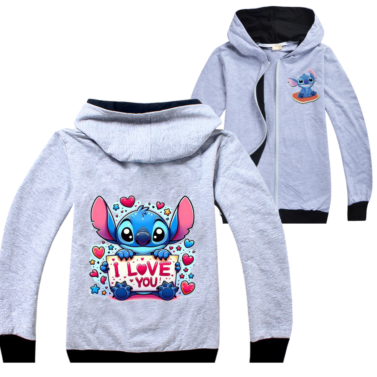 Stitch Theme Kids Spring Autumn Zip-up Jacket Cardigan Set 3662 -Mayoulove