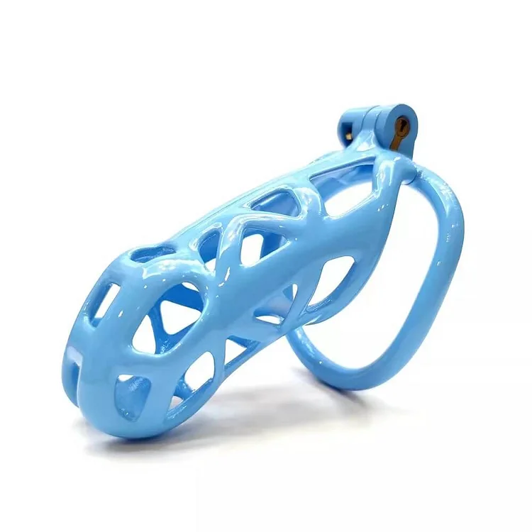 Blue Cobra Chastity Cage With 4 Rings