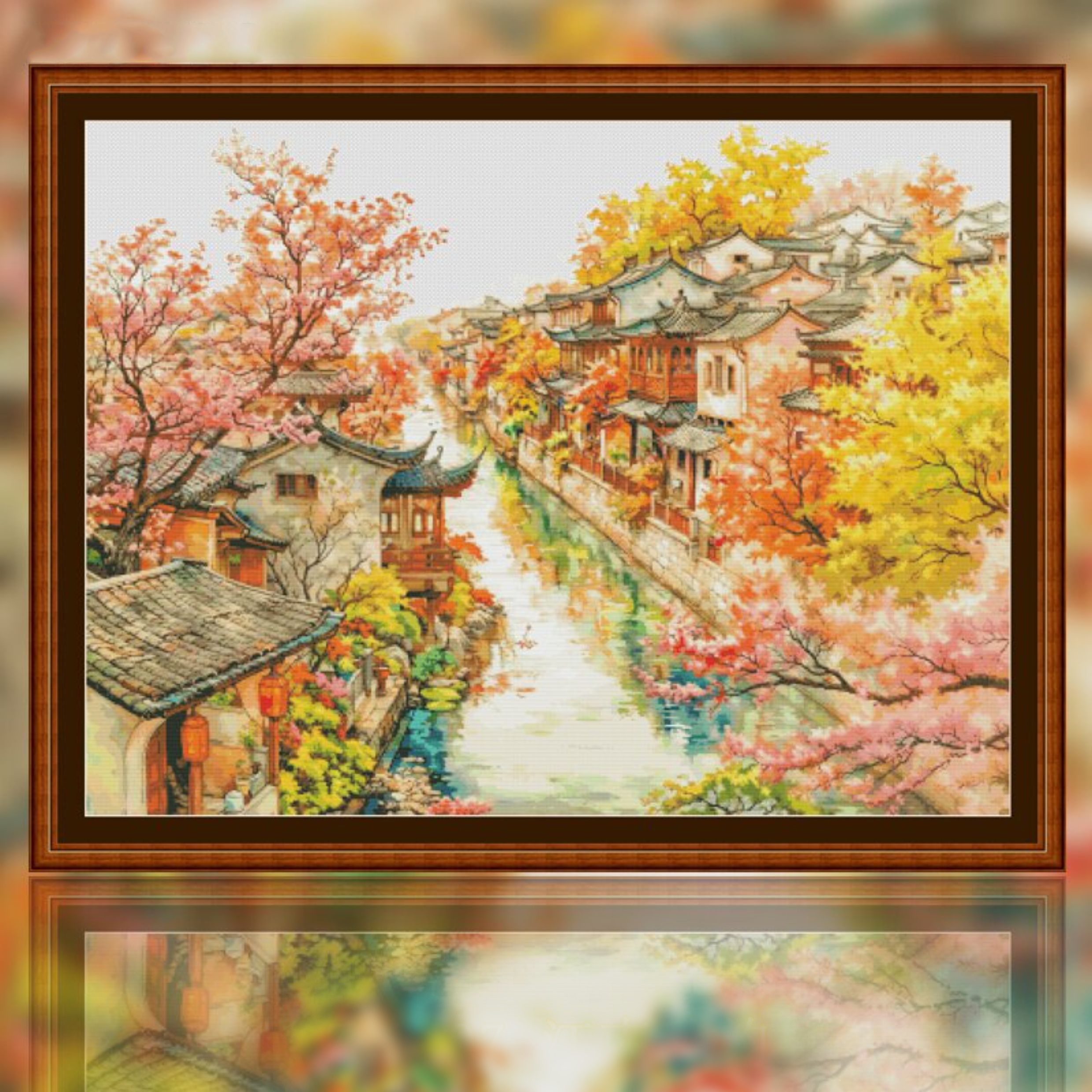 【Fairy Brand】Autumn Charm Of Jiangnan Full 14CT Pre-stamped Canvas(95*75cm) Egyptian Cotton Cross Stitch