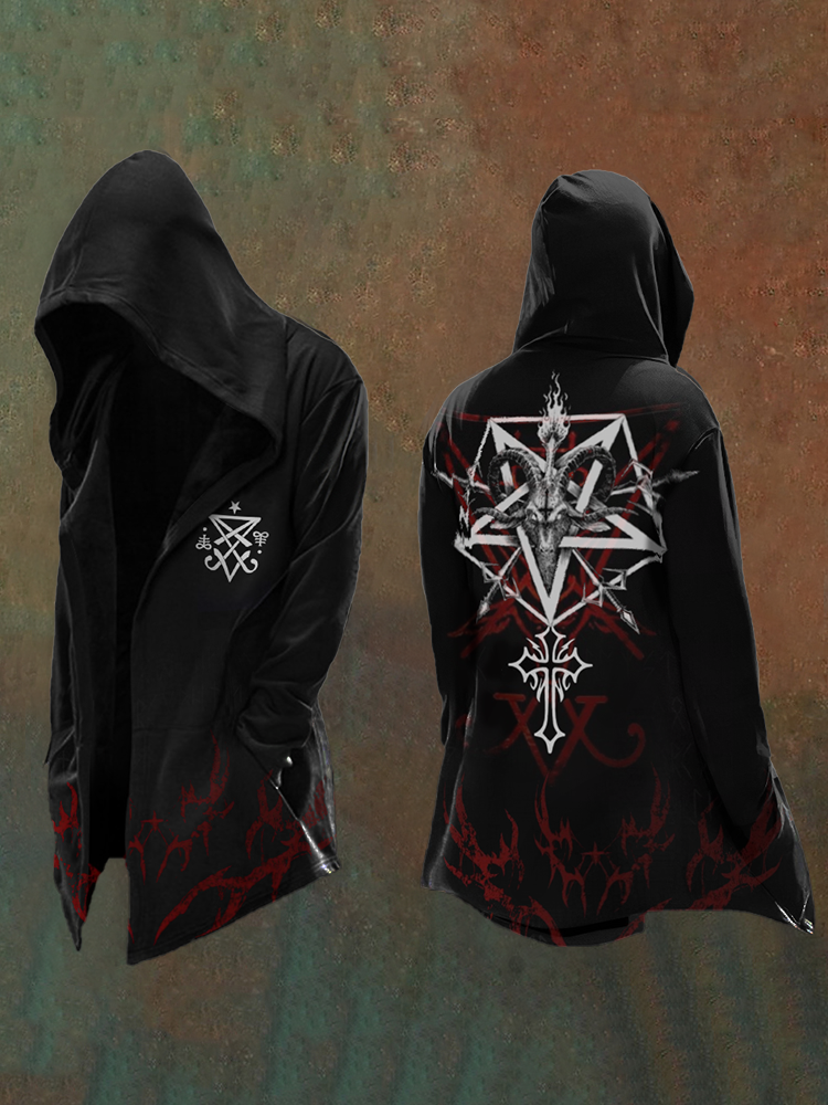 Men's Satanic Devil Pentagram Goat Casual Hooded Jacket / Rvogue / Rvogue