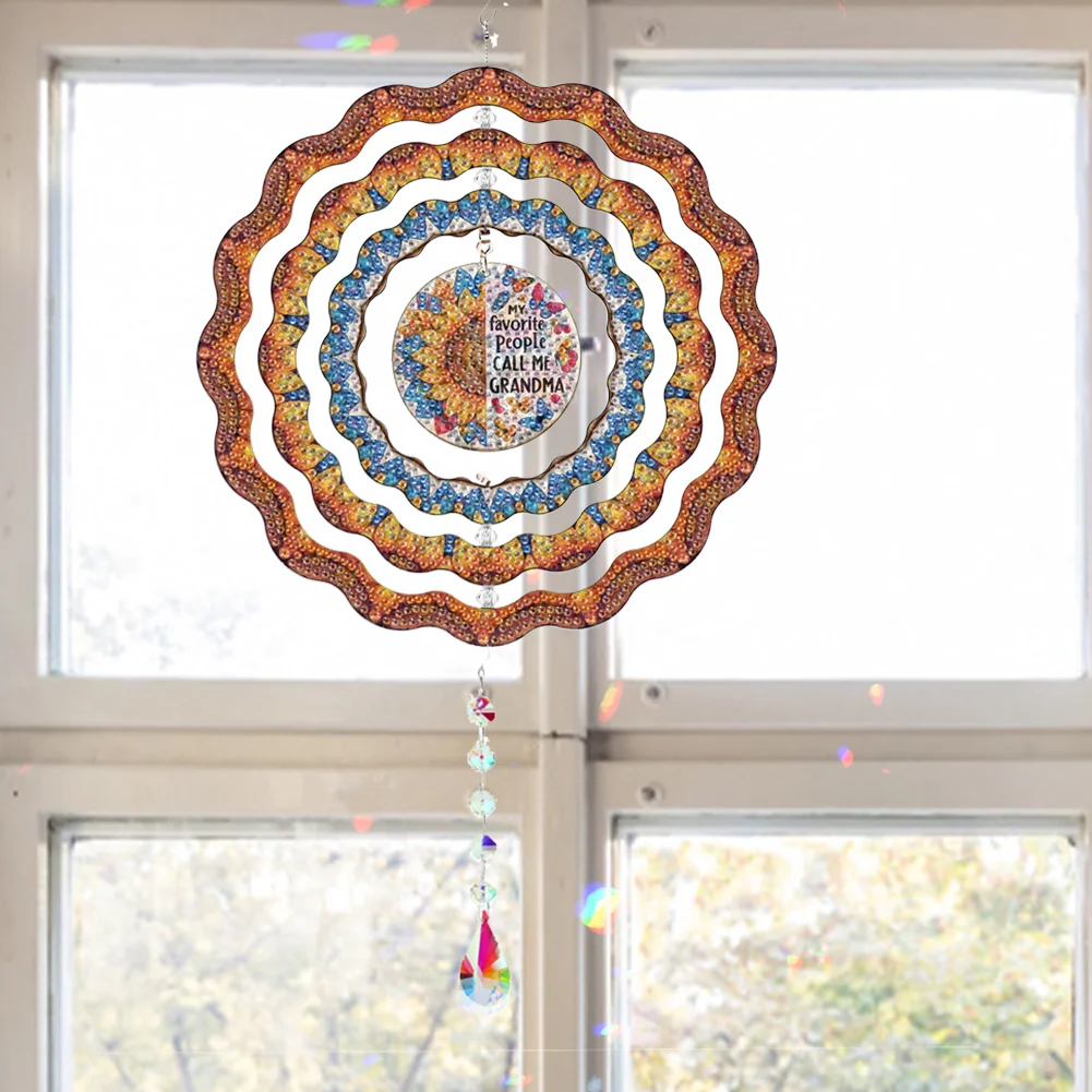 Diamond Painting Rotating Wind Chime Diamond Art Hanging Pendant (Sunflower A)