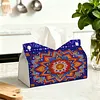 DIY Diamond Art Tissue Box Holder Mandala PU Leather Diamond Art Desktop Organizer Resin Rhinestone Storage Organizers Gem Art Home Office Decor Craft Gift