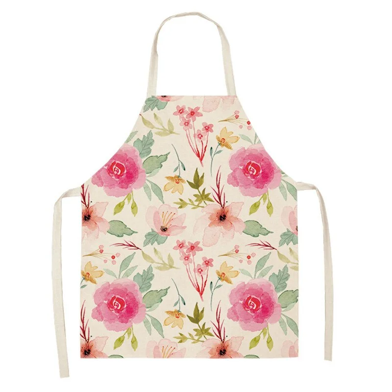 Linen Kitchen Apron - Flowers letclo 