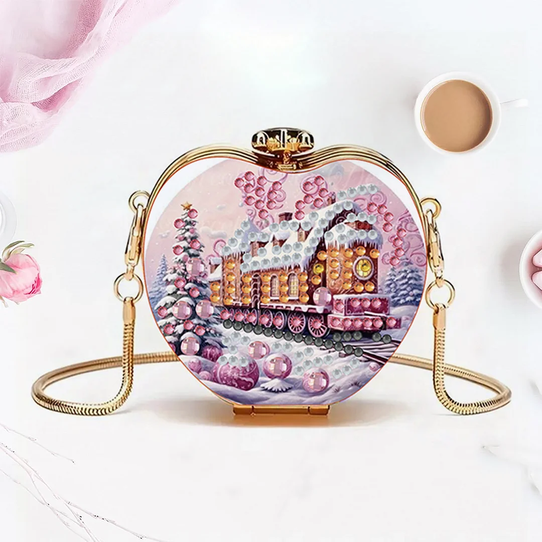 Train DIY Acrylic Love Art Diamond Painting Coin Purse with Chain for Women Girl