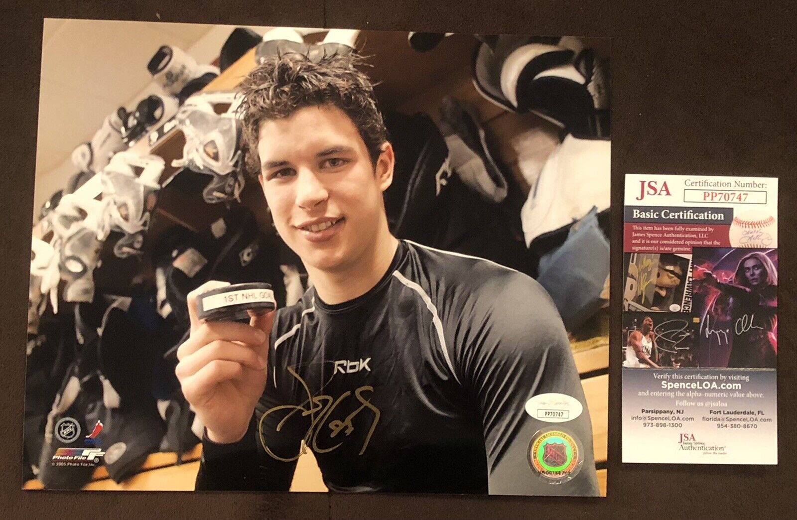 Sidney Crosby PITTSBURGH PENGUINS 1st Goal Signed 8x10 Photo Poster painting JSA COA