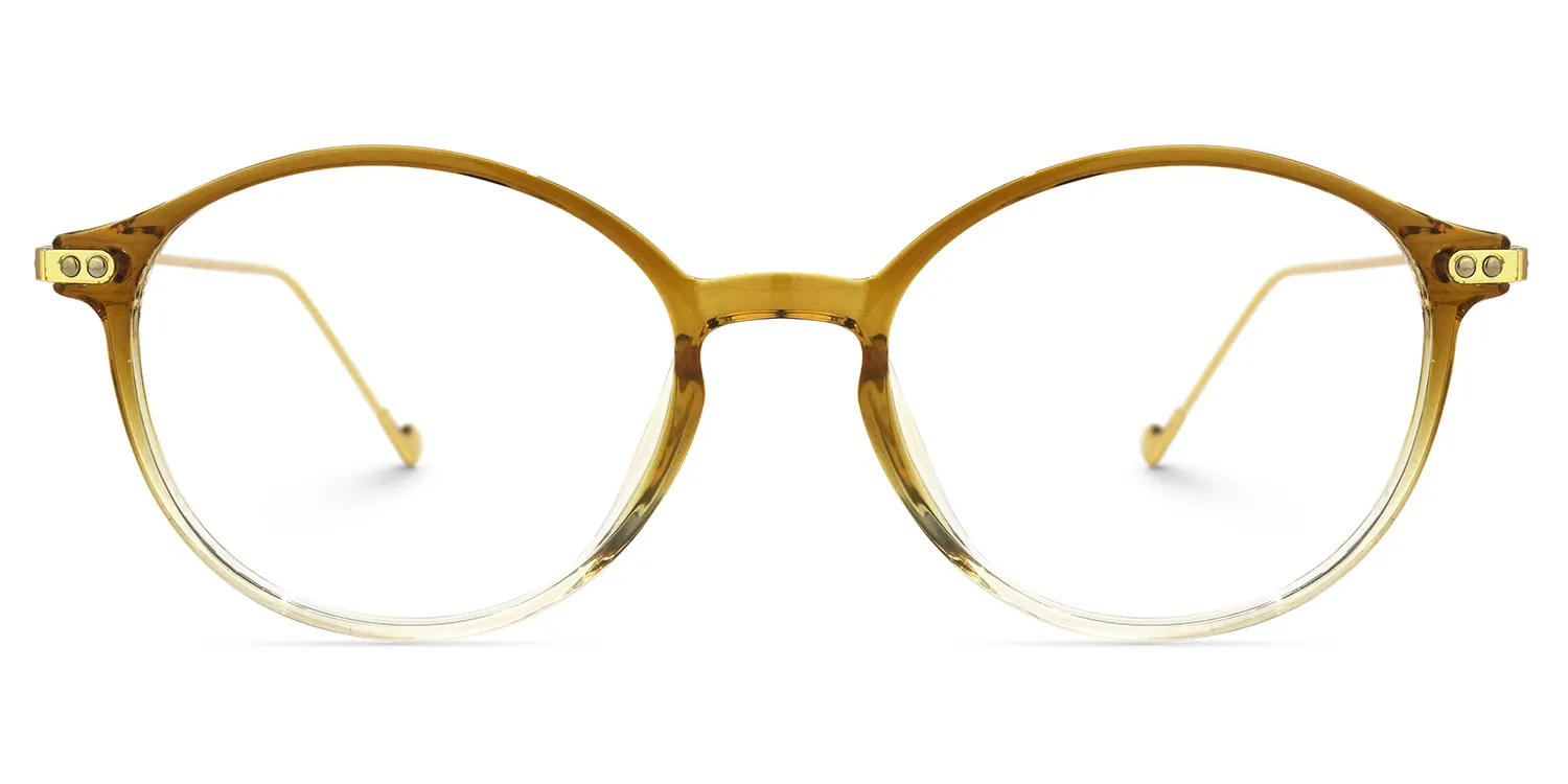 Malvina Dunkelgelb Rund Brille Dunkelgelb