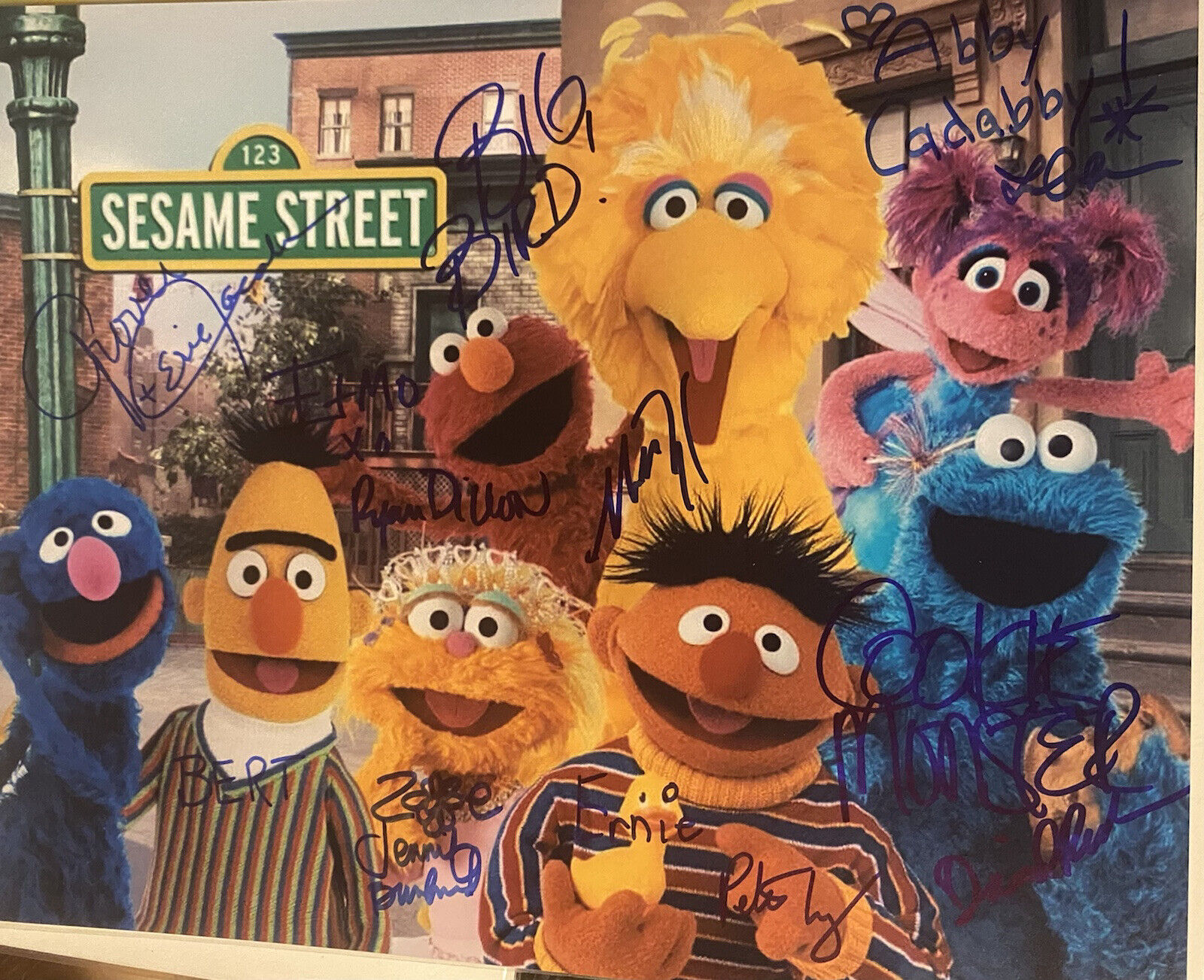 Sesame Street Cast Signed Autographed11x14 Photo Poster painting RARE ! Big Bird Grover Elmo