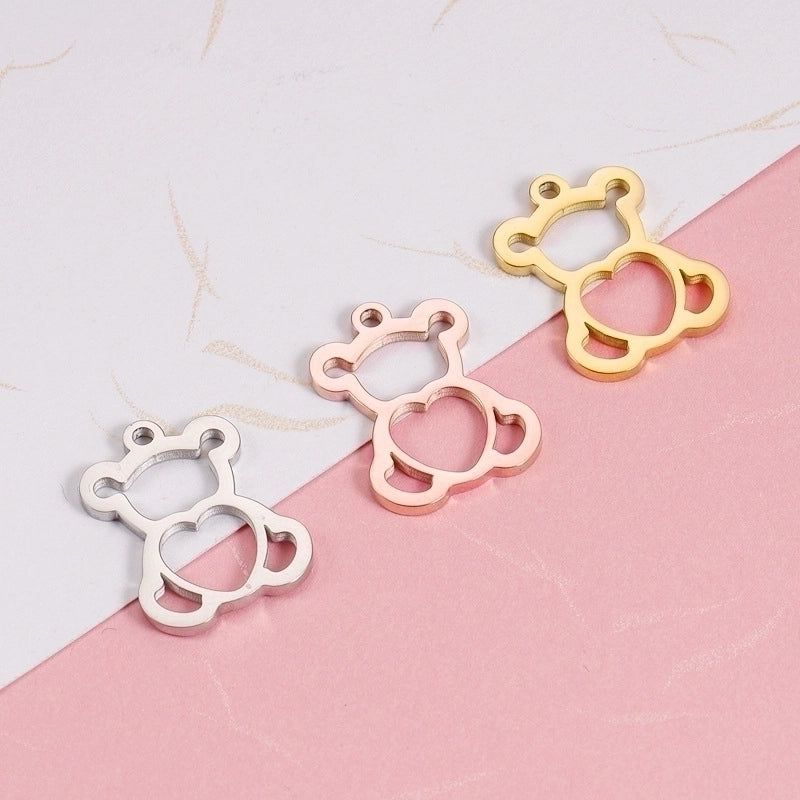 1 Piece Stainless Steel None 18K Gold Plated Bear Heart Shape Pendant
