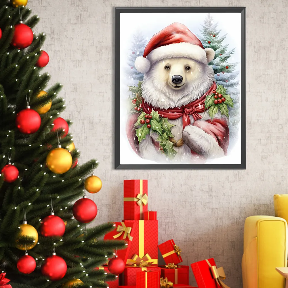 Full Round Diamond Painting 40*50cm - Christmas White Bear