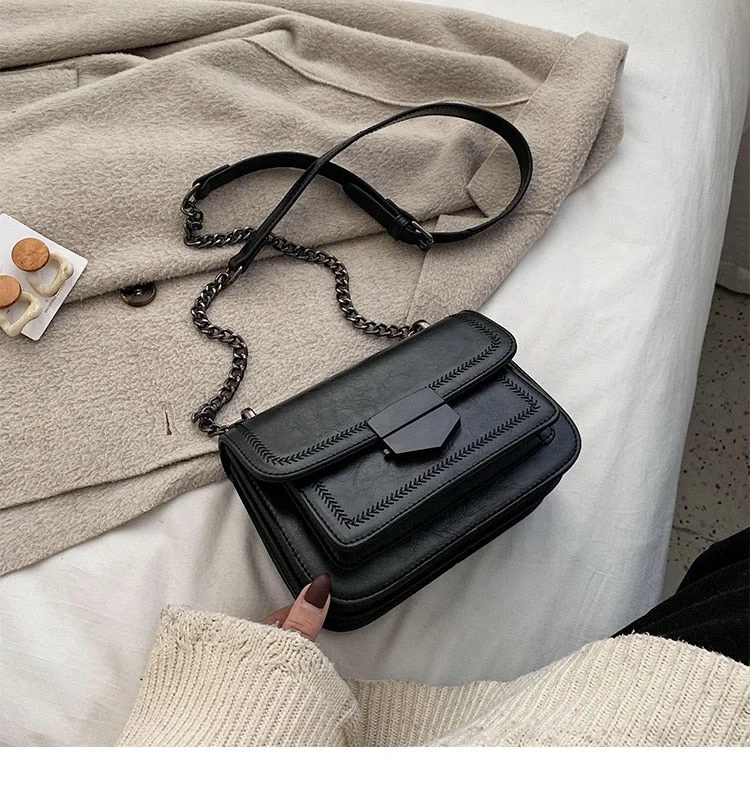 Vintage Flap Crossbody bag 2021 Fashion New High quality PU Leather Women's Designer Handbag Chain Shoulder Messenger Bag