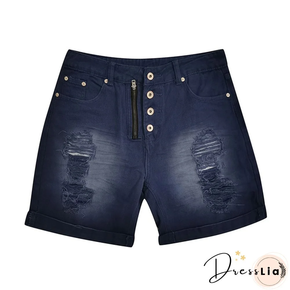 Women Summer Denim Shorts Button Pocket Blue Jeans Shorts feminino Short Pants