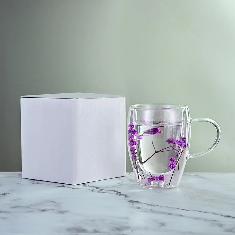 Casual Vacation Flower Borosilicate Glass Mug 1 Piece