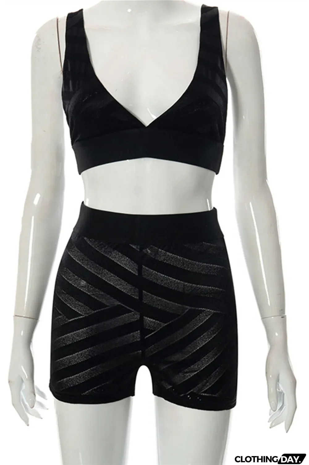 White Fashion Sexy Solid Split Joint Backless V Neck Sleeveless Two Pieces