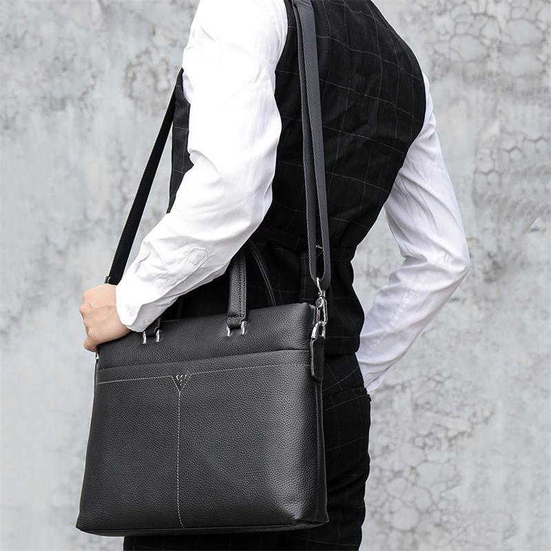 Men's Classic Casual Leather Soft Handbag Business Crossbody Bag