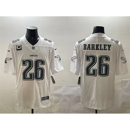 Men's Philadelphia Eagles #26 Saquon Barkley White Fashion With 3-star C Patch Vapor Untouchable Limited Stitched Football Jersey