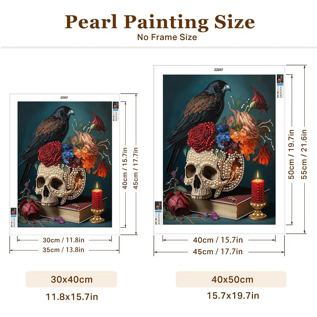 Raven Floral Skull - Pearls Painting