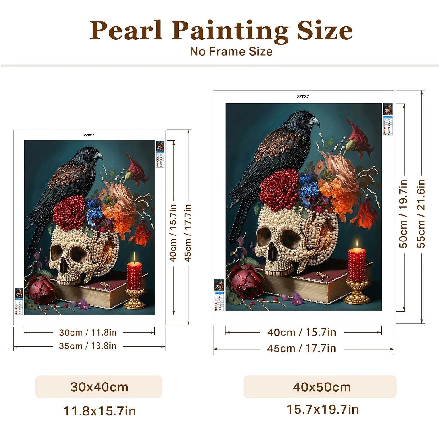 Raven Floral Skull - Pearls Painting