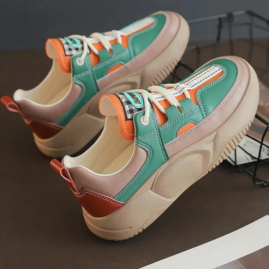 Women's Color Block Thick Sole Walking Shoes